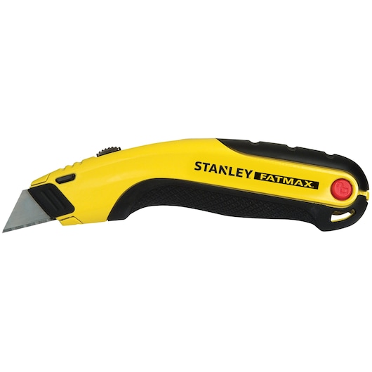 STANLEY 10-778 utility knife, yellow and black, side view on white background.