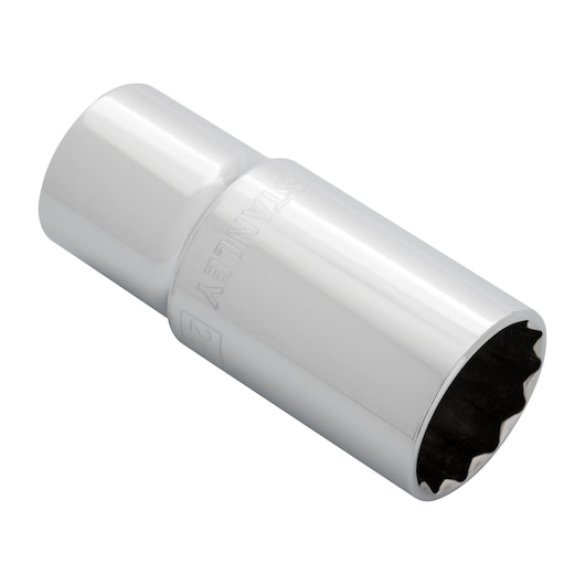 STANLEY 4-86-434 chrome finish deep socket, side angle, tool accessory for wrenches.