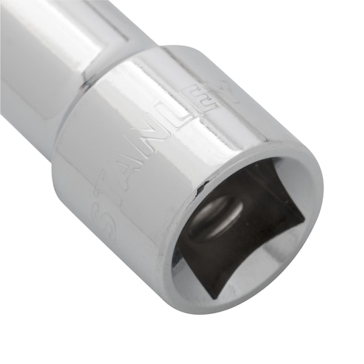 STANLEY 4-86-511 chrome socket tool close-up, photography on white background.