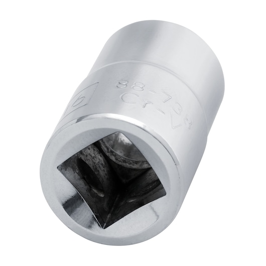STANLEY 4-88-738 chrome socket, close-up angled view on white background, hand tool accessory.