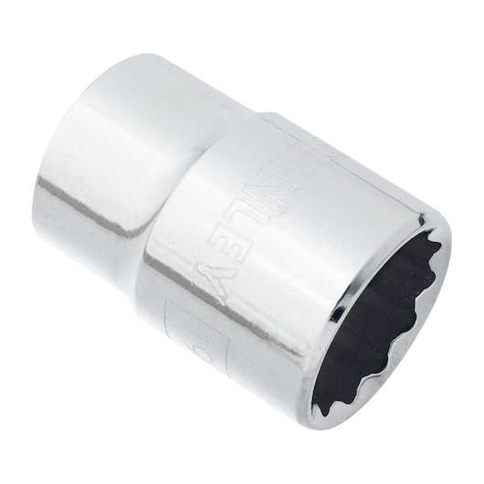 STANLEY 4-88-791 chrome socket, photography of tool with white background, angled view.