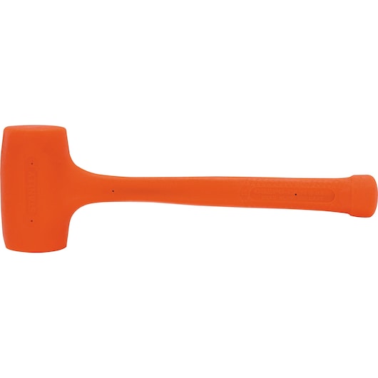 Photo of STANLEY 57-533 orange dead blow hammer, side view, tool category.