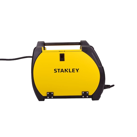 INVERTER WELDING MACHINE TOP MIG 1800, model 59040, STANLEY, white blackgorund , side view, 