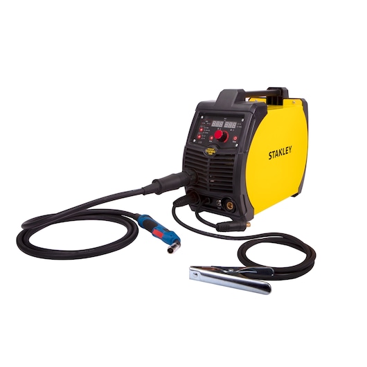 INVERTER WELDING MACHINE TOP MIG 1800, model 59040, STANLEY, white blackgorund, 3/4 of view, 