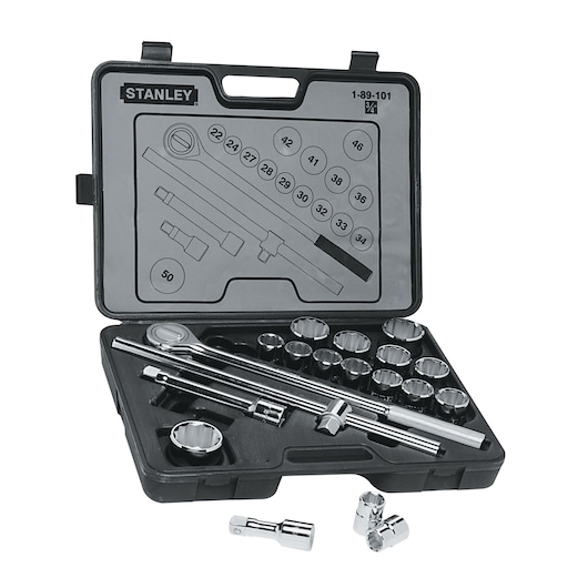 Juego De Dados 12 Puntas Encastre 3/4"  19 Piezas Métrico