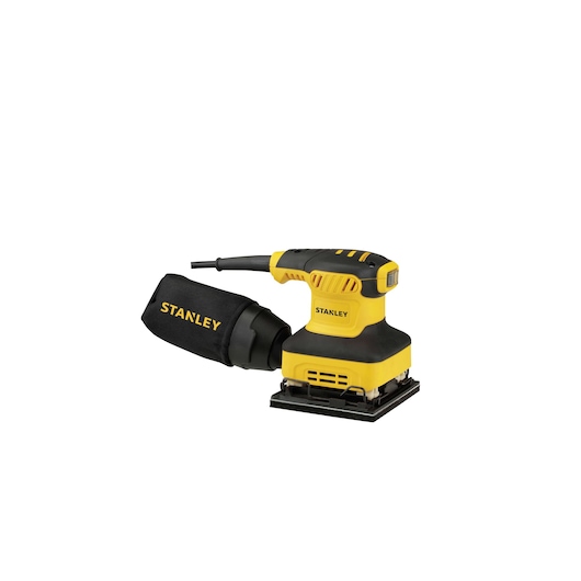 STANLEY SS24-B3 yellow and black sheet sander, side angle on white background.