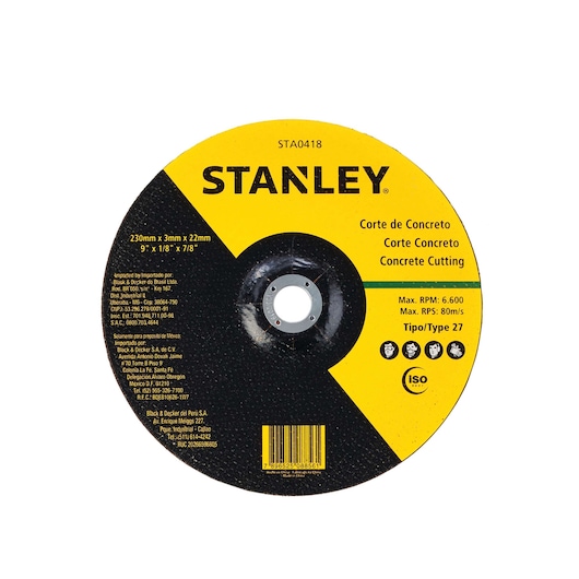 DISCOS ABRASIVO PARA CORTE DE CONCRETO DE 9"X 1/8"X 7/8" (230 X 3 X 22.23mm) T42
