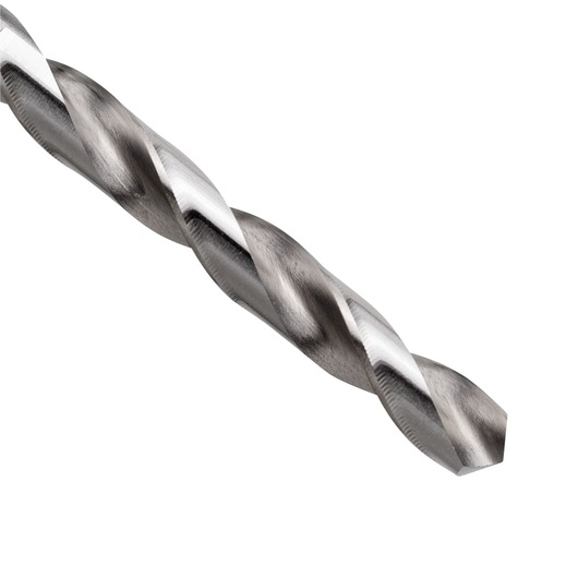 STANLEY STA50060C metal drill bit close-up, silver finish, spiral flutes, product photography on white background.