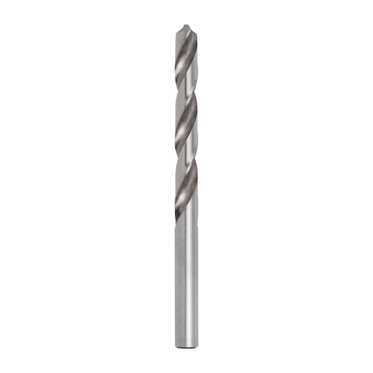 STANLEY STA50080C metal drill bit, cylindrical, silver finish, front angle, against white background.