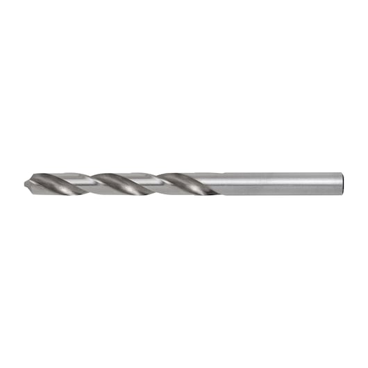 STANLEY STA50080C silver metal drill bit, side view, photography on white background.