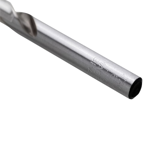 STANLEY STA50080C metal drill bit, side angle, silver finish, clear brand engraving on shaft.