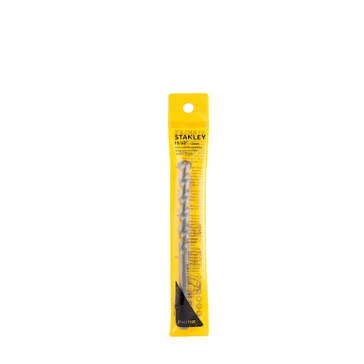 STANLEY STA53112C masonry drill bit in yellow retail packaging, front angle on white background.