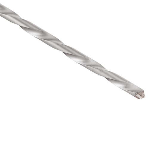 STANLEY STA56080C silver masonry drill bit close-up on white background, showing tip and spiral fluting.