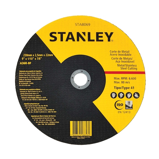 DISCO DE CORTE PARA METAL INOX 230 X 2,5 X 22,2 mm (9 X 1/10 X 7/8) T41