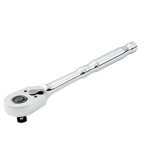 STANLEY STMT17989-LA chrome finish ratchet wrench, tool category, angled view on white background.