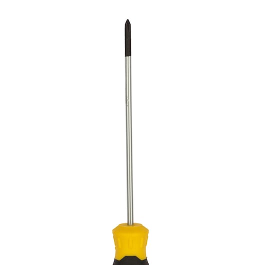 STANLEY STMT60801-840 Phillips screwdriver, yellow and black handle, straight-on angle photo
