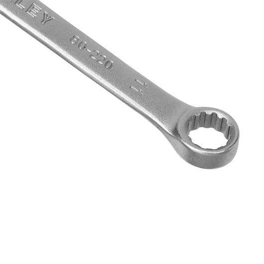 Stanley STMT80220-840 box-end wrench, silver finish, angled product photo on white background.