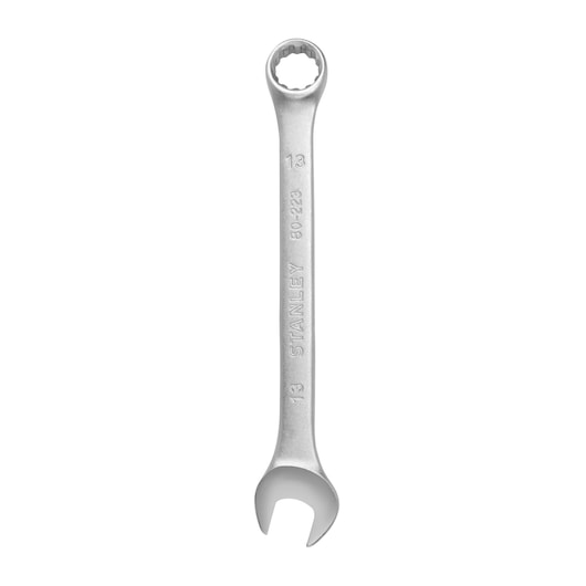 Photo of STANLEY STMT80223-840 combination wrench, silver finish, product angled on white background.